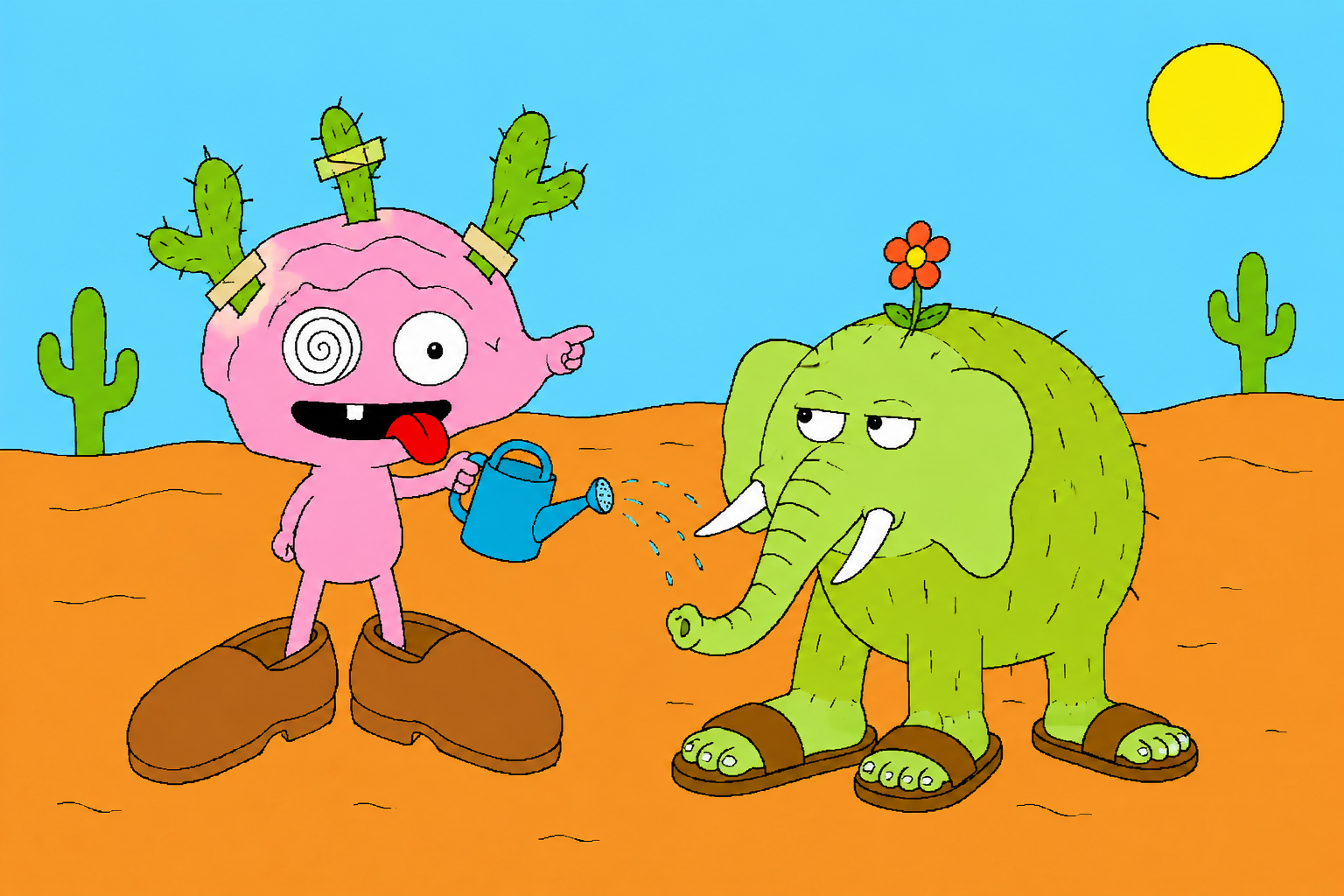 rot waters the cactus elephant