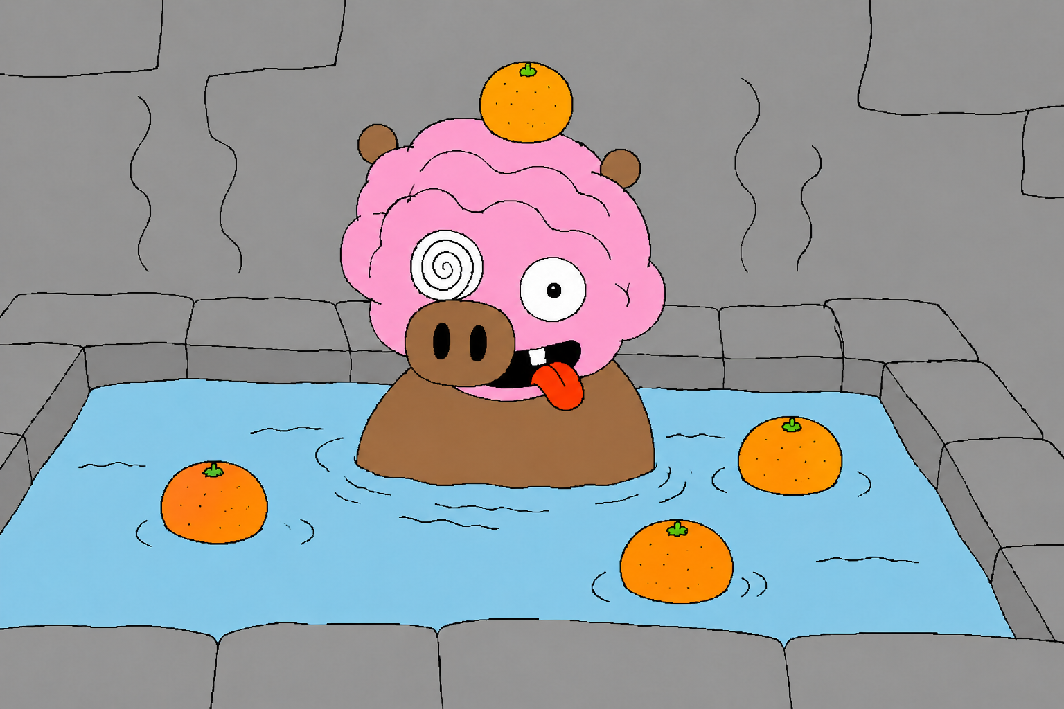 rot bathes with the oranges